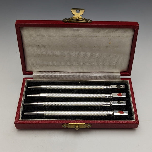 British Vintage Pure Silver (925 Silver) Propulsion Pencil Set of 4 Boxed